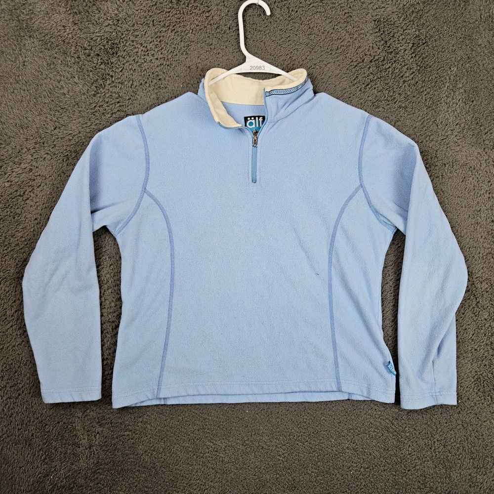 Alf‎ Kuhl Womens Medium Blue Microchamois Fleece Quarter Zip Pullover Sweater